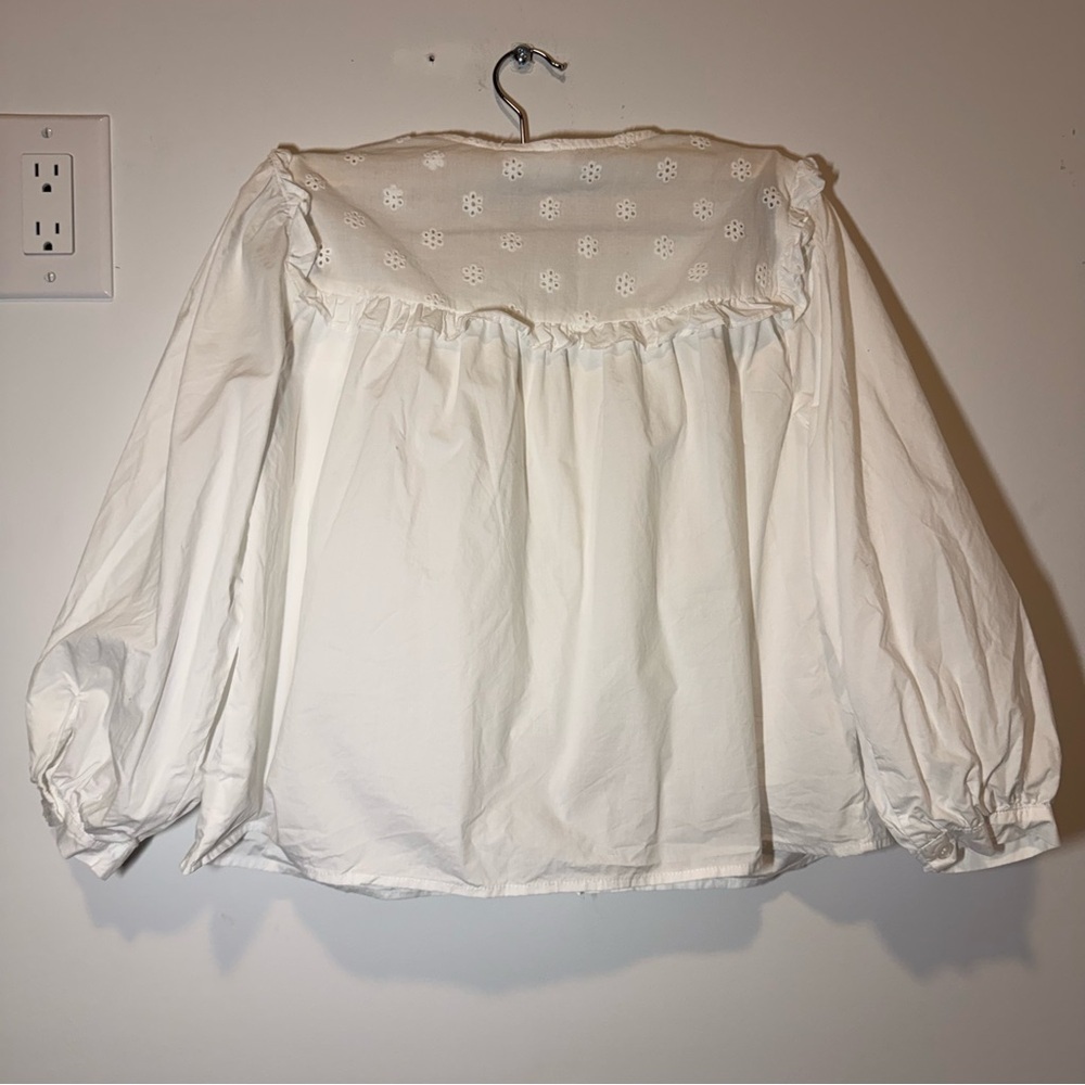 Storia Cotton White Tie-Front Blouse size S - Picture 2 of 9